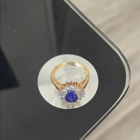 18K Yellow Gold LeVian Tanzanite and Diamond Ring - Picture 4 of 13